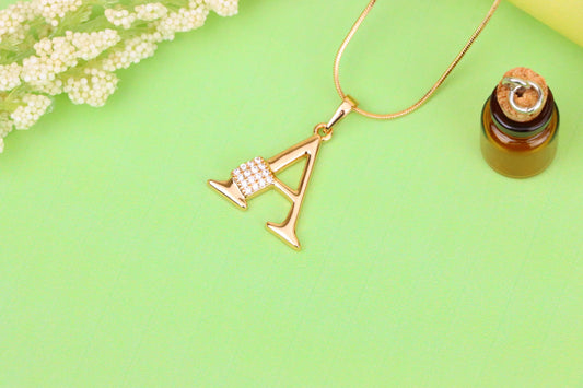 Rose Gold Letter A Pendant with Crystal Accent, XPPT1412 (2136-1)