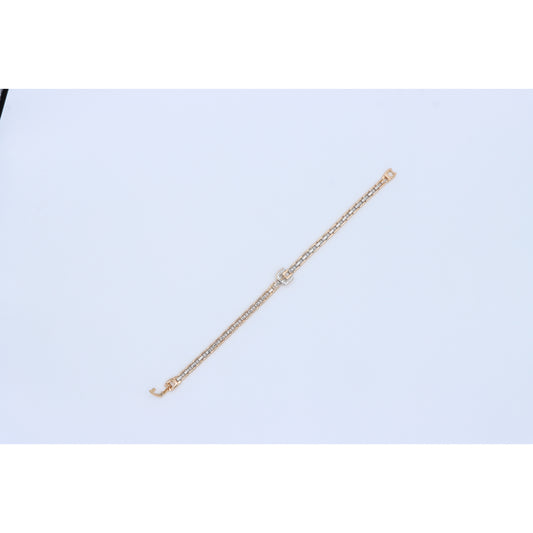 Elegant Rose Gold Bracelet with Sparkling U-Shaped Center Charm, XPBL0734 (2074-3)