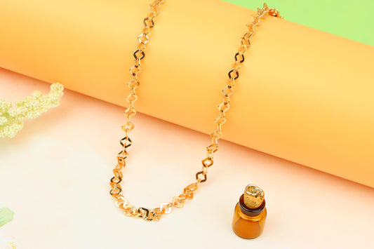 Chunky Rose Gold Geometric Chain Necklace with Bold Modern Look, XPNL1879 (2159-2)