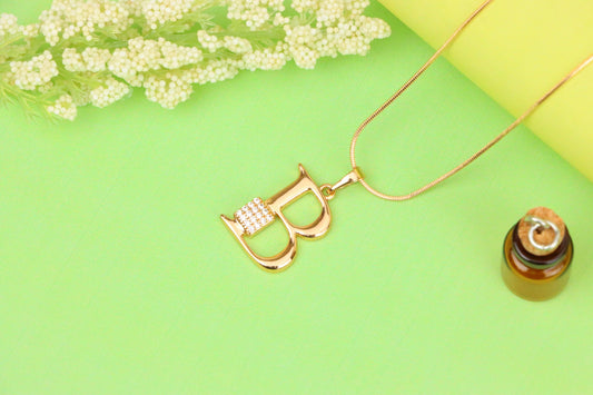 Rose Gold Letter B Pendant with Crystal Accent, XPPT1413 (2136-1)