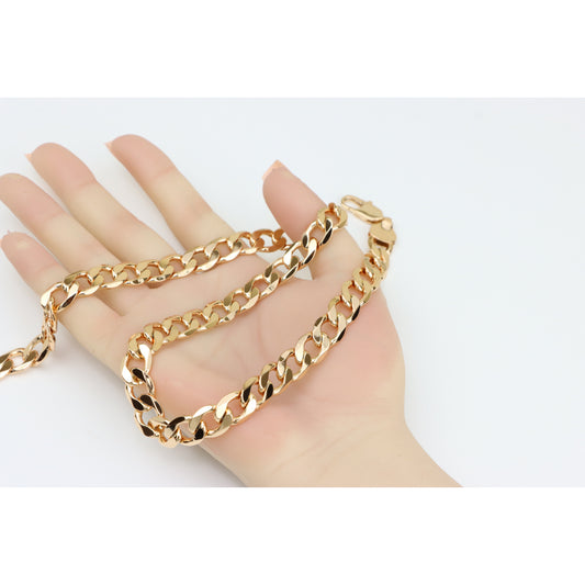 Bold Rose Gold Curb Chain Necklace with Polished Flat Links, XPNL0264 (2027-4)