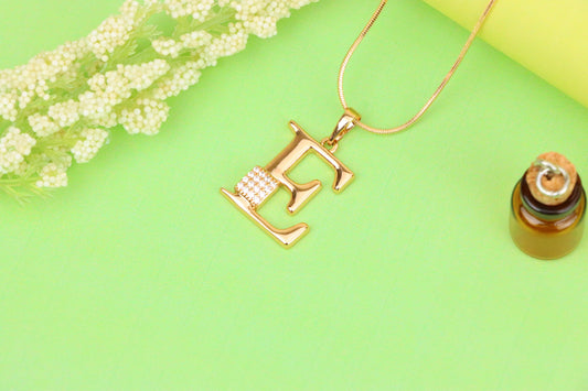Rose Gold Plated E Initial Pendant with Sparkling Stone Accent, XPPT1416 (2136-1)