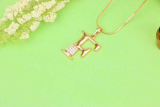 Rose Gold F Initial Pendant with Crystal Accents for Women &amp; Girls, XPPT1417 (2136-1)