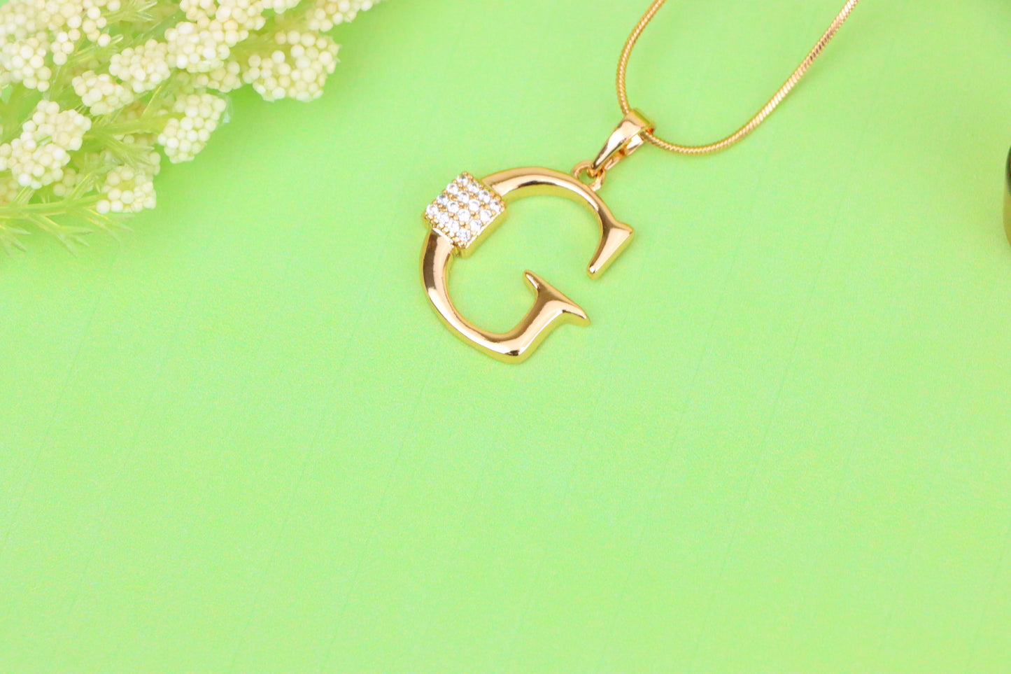 Rose Gold G Letter Pendant with Crystals for Women and Girls, XPPT1418 (2136-1)