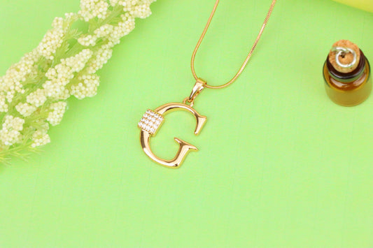 Rose Gold G Letter Pendant with Crystals for Women and Girls, XPPT1418 (2136-1)