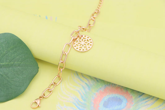Bold Rose Gold Bracelet with Geometric Charm, XPBL1122 (2113-1)