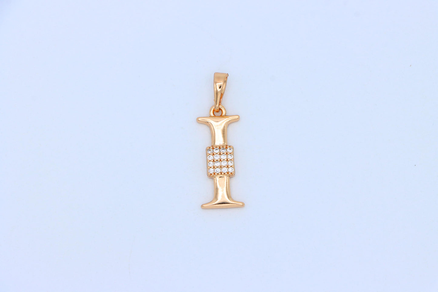 Rose Gold I Alphabet Pendant with Crystal Accent for Women, XPPT1420 (2136-1)
