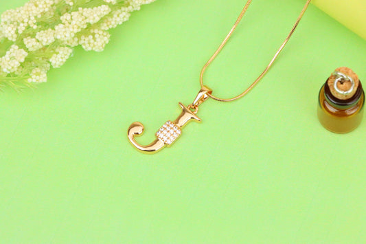Rose Gold J Initial Pendant with Crystal Detailing for Women, XPPT1421 (2136-1)