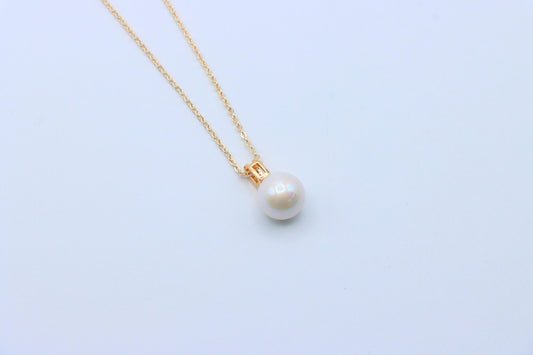 Rose Gold Necklace with Classic Pearl Pendant and Crystal Detail, XPNL1886 (2159-9)