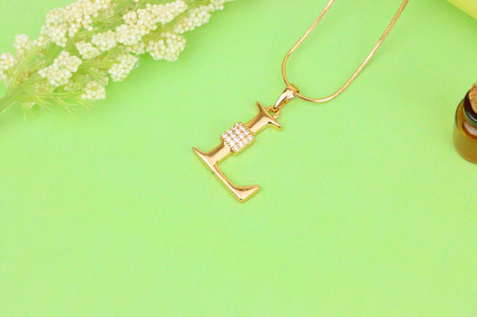Rose Gold L Initial Pendant with Crystal Detail in Elegant Finish, XPPT1423 (2136-1)