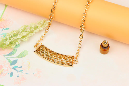Rose Gold Long Statement Necklace with Textured Curved Pendant, XPNL1887 (2159-10)