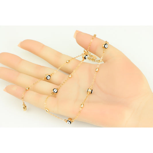 Rose Gold Evil Eye Charm Necklace with Adjustable Chain, XPNL0273 (2028-3)