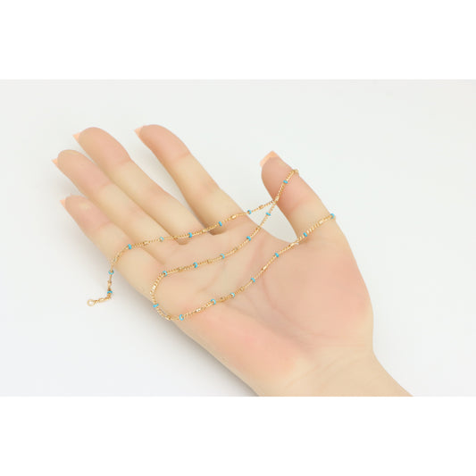 Rose Gold Plated Necklace with Blue Accents, XPNL0275 (2028-5)