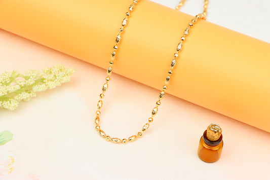 Elegant Rose Gold Chain Necklace with Intricate Oval Bead Links, XPNL1891 (2160-4)