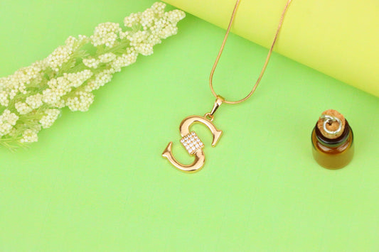 Rose Gold S Letter Pendant with CZ Stones Gold Plated Charm, XPPT1430 (2136-1)