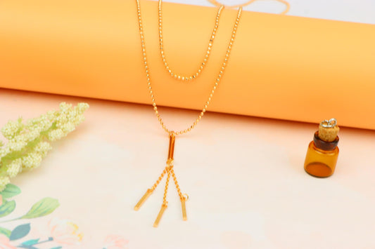 Elegant Double Layer Rose Gold Drop Pendant Necklace, XPNL1894 (2160-7)