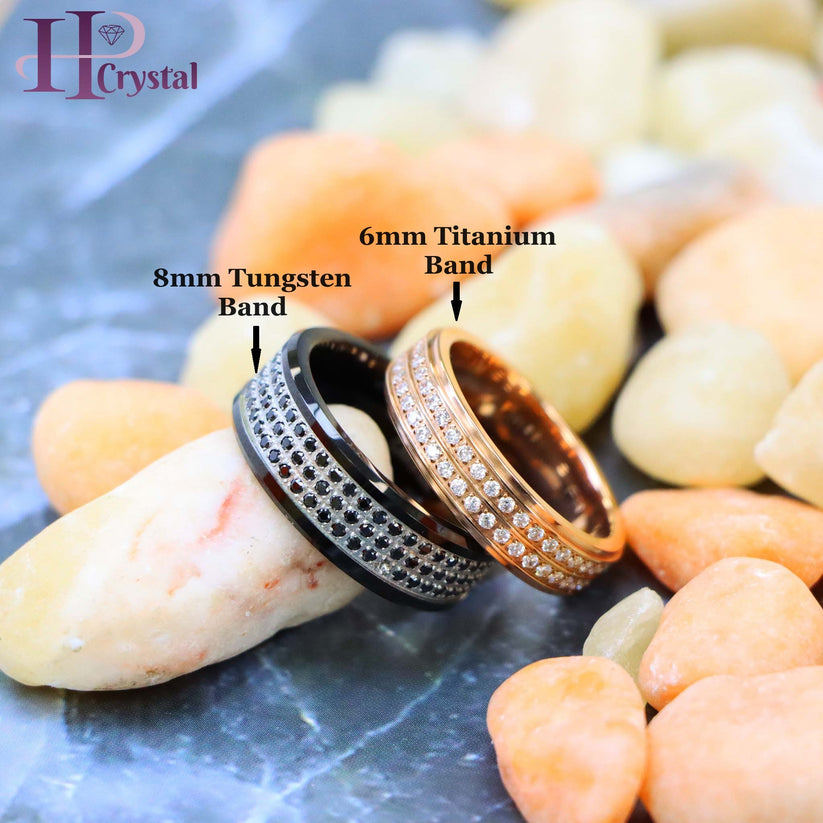 Men’s jewelry titanium ring with CZ stones in luxury gift box – perfect gift for him