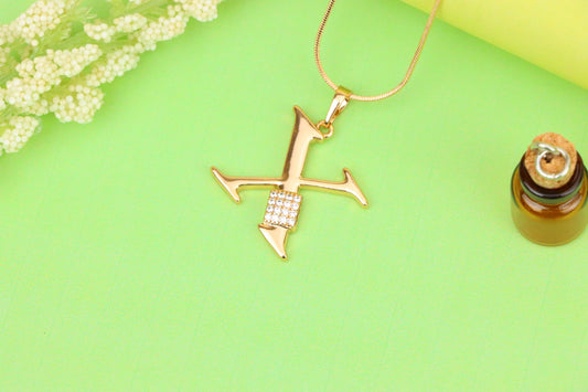 Rose Gold X Initial Pendant with CZ Accents Chic Charm, XPPT1435 (2136-1)