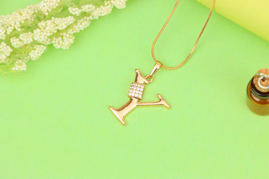 Rose Gold Y Initial Pendant with CZ Stones Elegant Jewelry,XPPT1436 (2136-1)