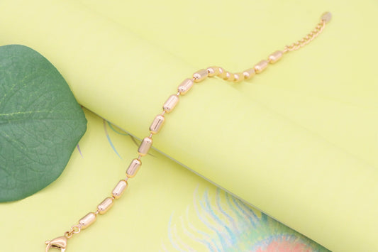 Textured Barrel Beads Rose Gold Bracelet with Adjustable Extender, XPBL1135 (2114-4)