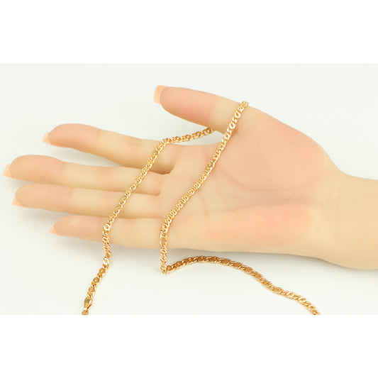 Rose Gold Textured Chain Necklace High Shine Finish, XPNL0286 (2029-6)