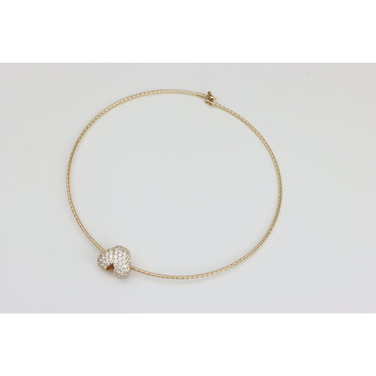 Sparkling Heart Charm Rose Gold Necklace with Twisted Chain, XPNL0287 (2029-7)