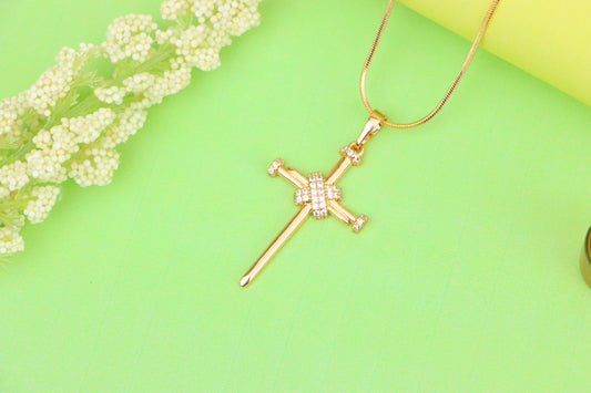 Rose Gold Cross Pendant with CZ Accents Elegant Design, XPPT1439 (2136-3)