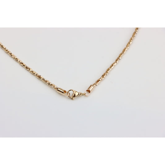 Elegant Rose Gold Twisted Rope Chain Necklace, XPNL0289 (2029-9)