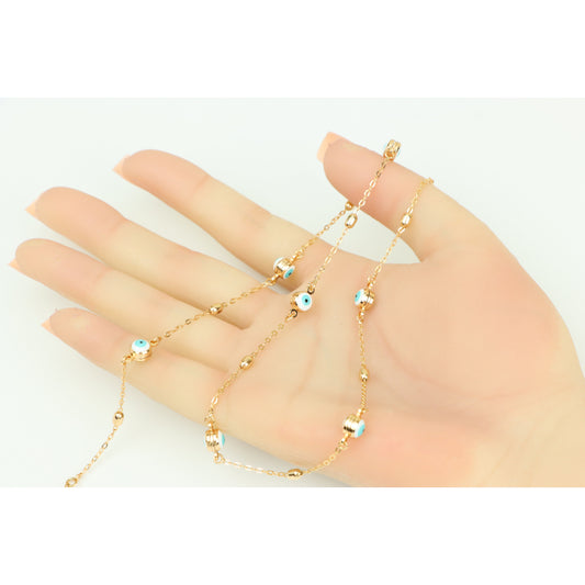 Rose Gold Evil Eye Necklace with Delicate Chain, XPNL0292 (2030-2)