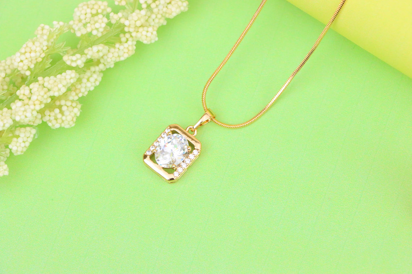 Elegant Rose Gold Pendant with Oval CZ Center and Accent Stones, XPPT1443 (2136-7)