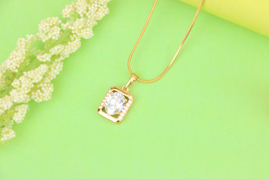 Elegant Rose Gold Pendant with Oval CZ Center and Accent Stones, XPPT1443 (2136-7)