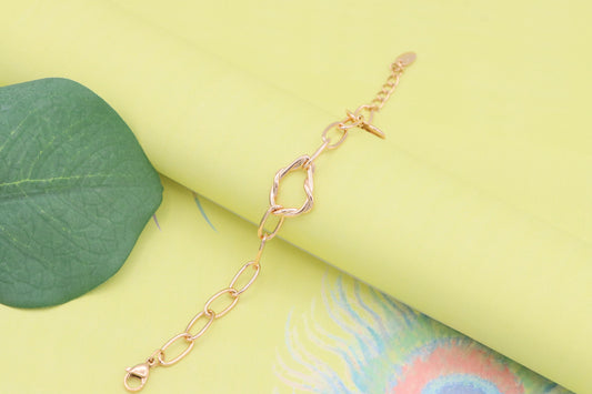 Chunky Twisted Chain Rose Gold Bracelet with Adjustable Length, XPBL1141 (2114-10)