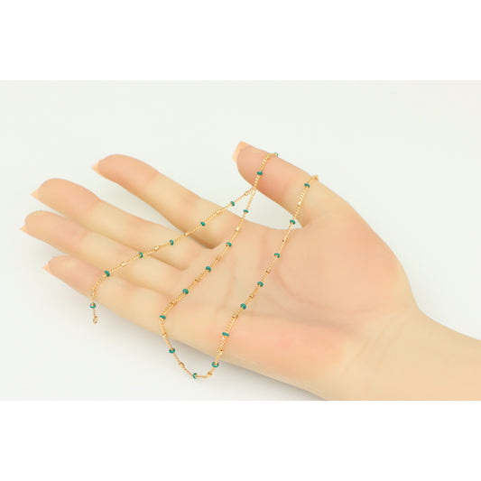 Emerald Green Beaded Rose Gold Necklace, XPNL0294 (2030-4)