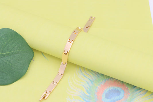 Bold Rectangular Link Rose Gold Bracelet in Polished Finish, XPBL1143 (2115-2)