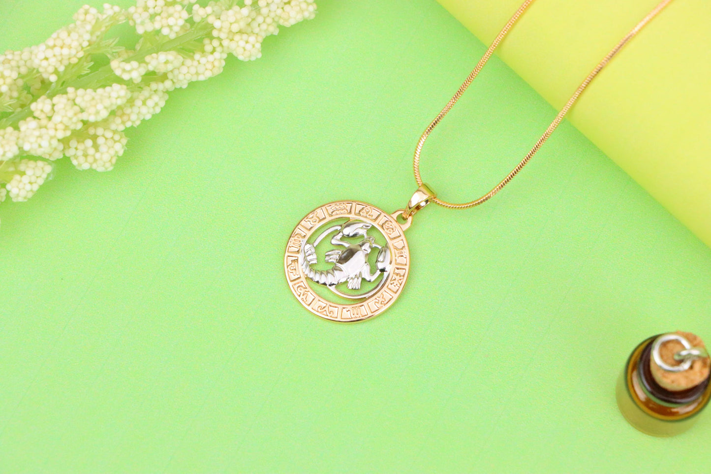 Rose Gold Cancer Zodiac Pendant with Crab Symbol and Sign Circle, XPPT1448 (2136-9)