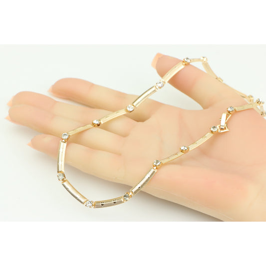 Elegant Rose Gold Crystal Bar Necklace Glam Chain Design, XPNL0299 (2030-9)