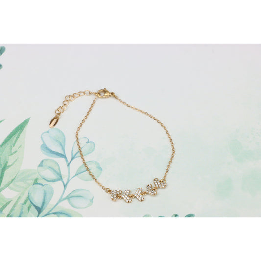 Delicate Rose Gold Leaf Chain Bracelet with CZ Stones, XPBL0754 (2076-3)