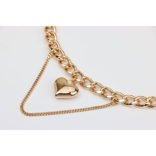 Chunky Yellow Gold Chain Necklace with Heart , XPNL0300 (2030-10)