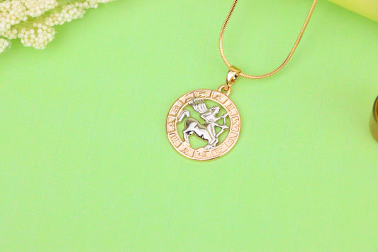 Rose Gold Sagittarius Zodiac Pendant with Archer Symbol Design, XPPT1453 (2136-9)