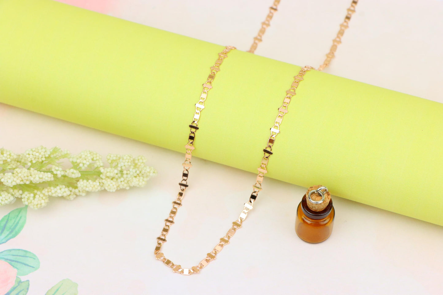 Elegant Rose Gold Link Necklace in High-Quality Brass, XPNL1909 (2162-2)