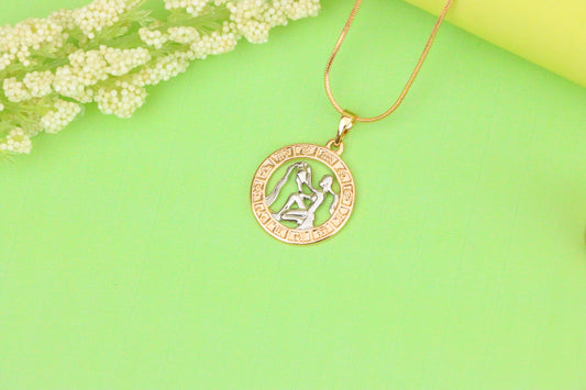 Rose Gold Aquarius Zodiac Pendant Featuring Water Bearer Symbol, XPPT1455 (2136-9)