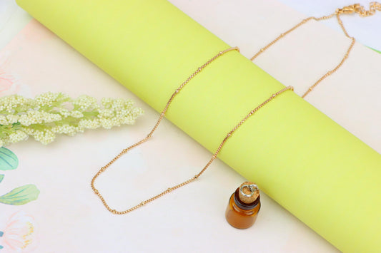 Elegant Rose Gold Bead Box Chain Necklace with Adjustable Clasp, XPNL1910 (2162-3)
