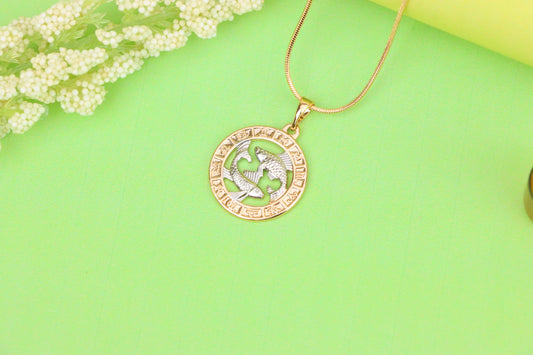 Rose Gold Pisces Zodiac Pendant with Twin Fish Symbol Design, XPPT1456 (2136-9)