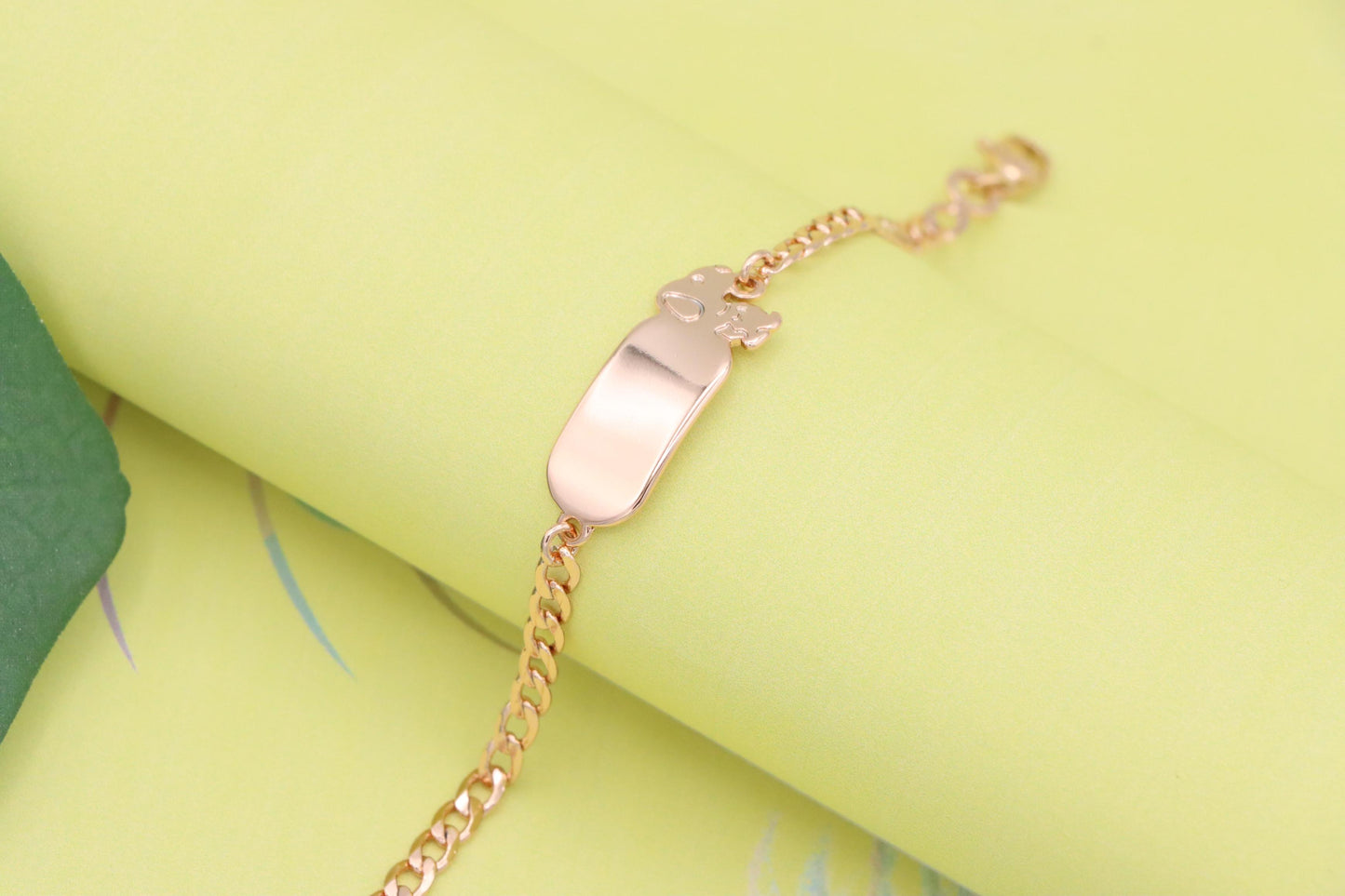 Rose Gold Bracelet with Cute Bear Charm, Adjustable Chain Design, XPBL1150 (2115-9)