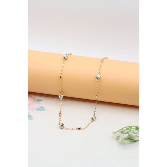 Gold Plated Evil Eye Beaded Necklace Adjustable Chain, XPNL0303 (2031-3)