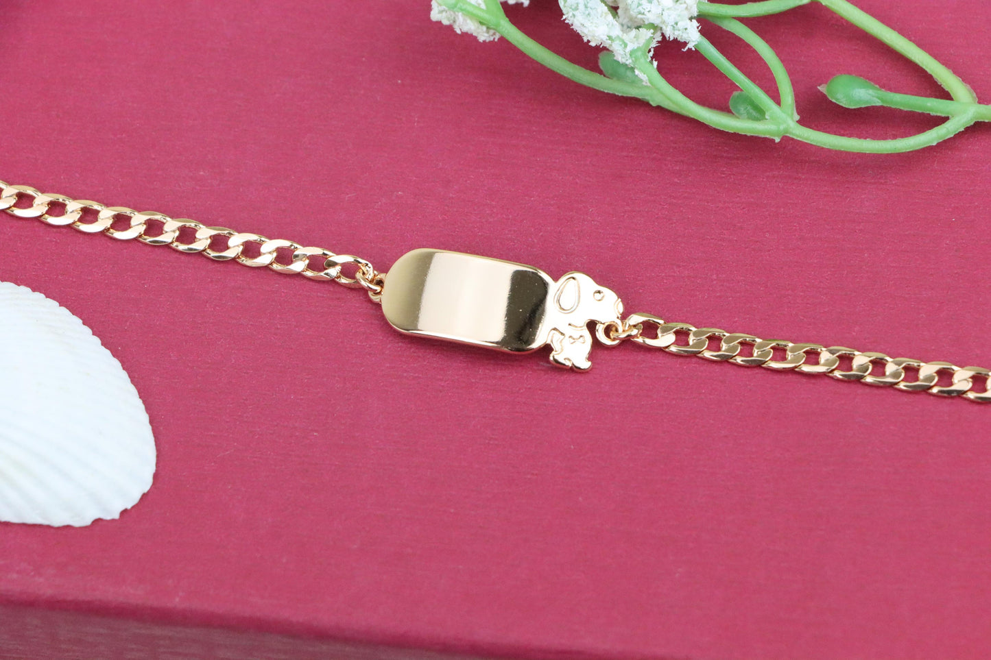 Rose Gold Bracelet with Cute Bear Charm, Adjustable Chain Design, XPBL1150 (2115-9)