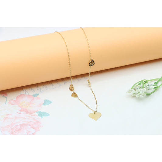 Heart Charm Gold Plated Yellow Necklace, XPNL0305 (2031-5)