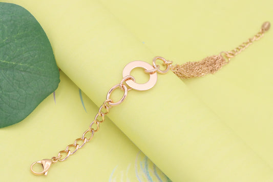 Trendy Rose Gold Link Bracelet with Open Circle Accent, XPBL1152 (2116-1)