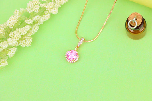 Light Pink Crystal Pendant with Gold Plated Sparkling Accent Frame, XPPT1460 (2137-1)