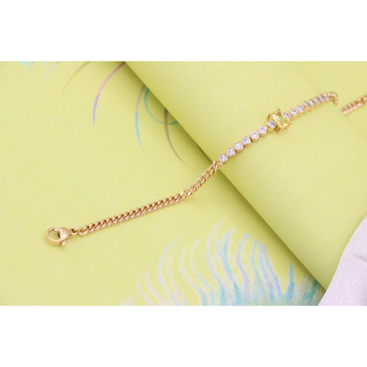 Delicate Yellow Stone &amp; Crystal Rose Gold Bracelet, XPBL0765 (2077-4)